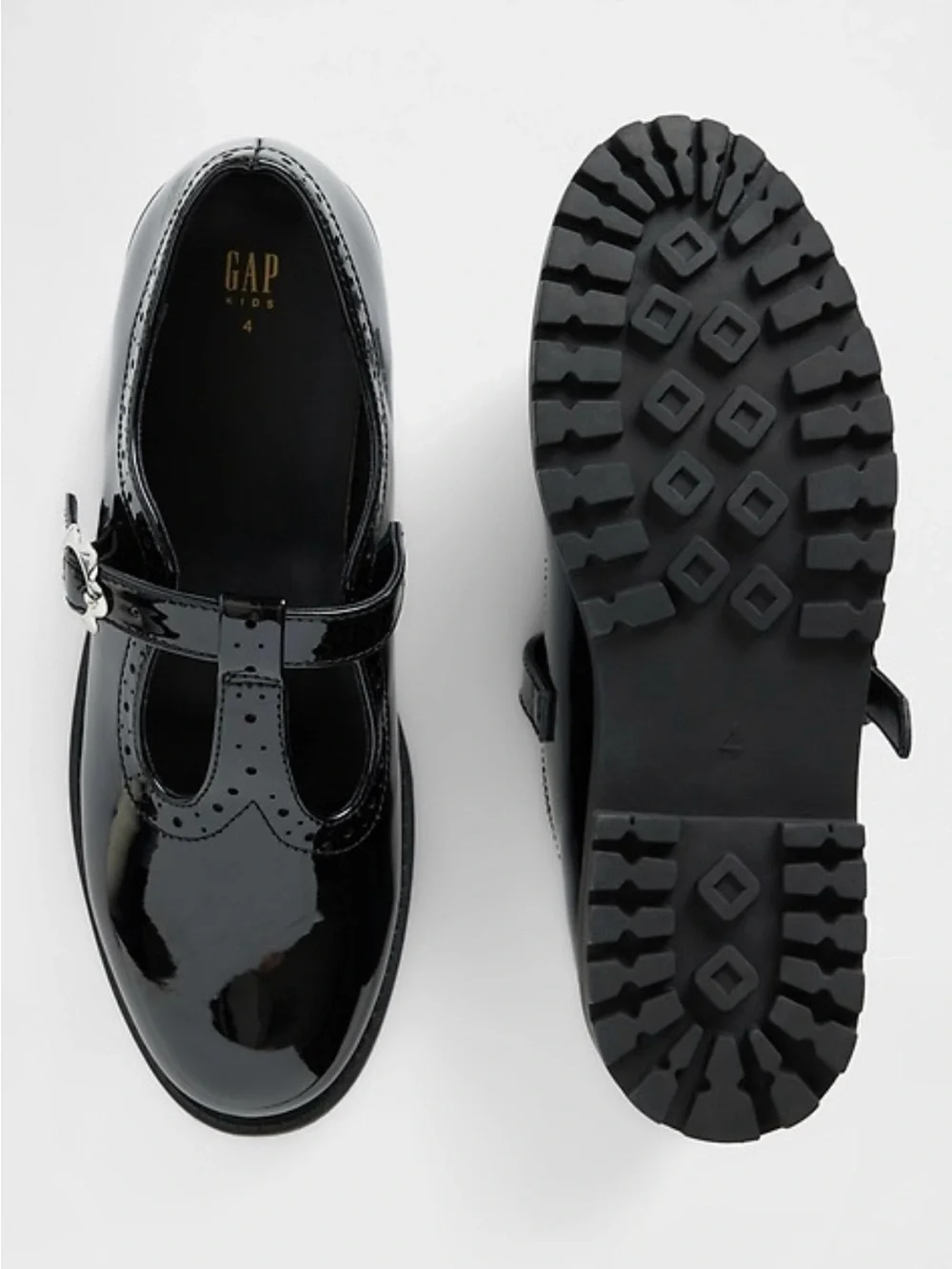 Gap Girls T Strap Loafers Vegan Patent Leather Black 1 Classic Mary Jane Holiday